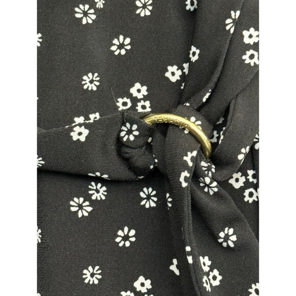 MICHAEL KORS WOMENS WIDE LEG CROPPED JUMPSUIT ROMPER BLACK WHITE FLOWERS Sz M - Picture 6 of 13